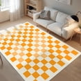thumbnail image 2 of Area Rugs for Bedroom Living Room, 5' x 6.6' Ft Checkered Rug Retro Checkerboard Moroccan Rug Lightweight Outdoor Washable Carpet Rustic Decor for Living Room Bedroom Kitchen Patio(Orange/Yellow), 2 of 9