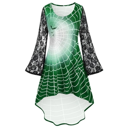 

pafei tyugd Halloween Oktoberfest Costumes Women s Irregular Hem Lace Dress See Through Long Sleeve Cobweb Prom Cocktail Party Church Swing Dresses Halloween Christmas Cover Up