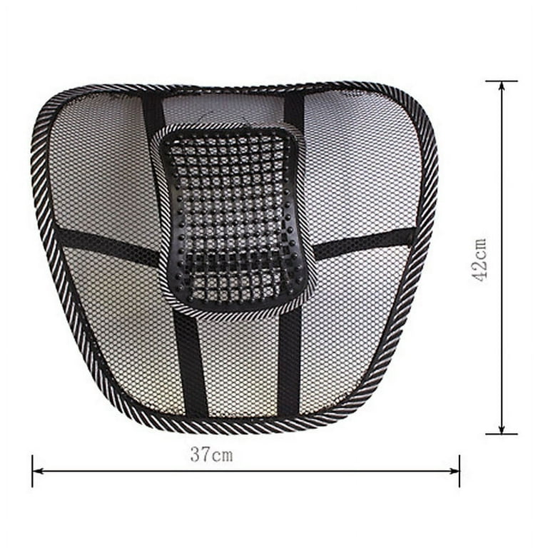 Casewin Black Lumbar Mesh Back Brace Support Office Home Car Seat Chair  Ventilate Cool Cushion Pad with Massage | Breathable, Massage Beads for