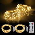 thumbnail image 1 of 2 Pack Fairy Lights 100 LED 33 FT Christmas Lights USB Powered Silver Wire String Lights, Mini Lights with Remote Control (Warm White), 1 of 5