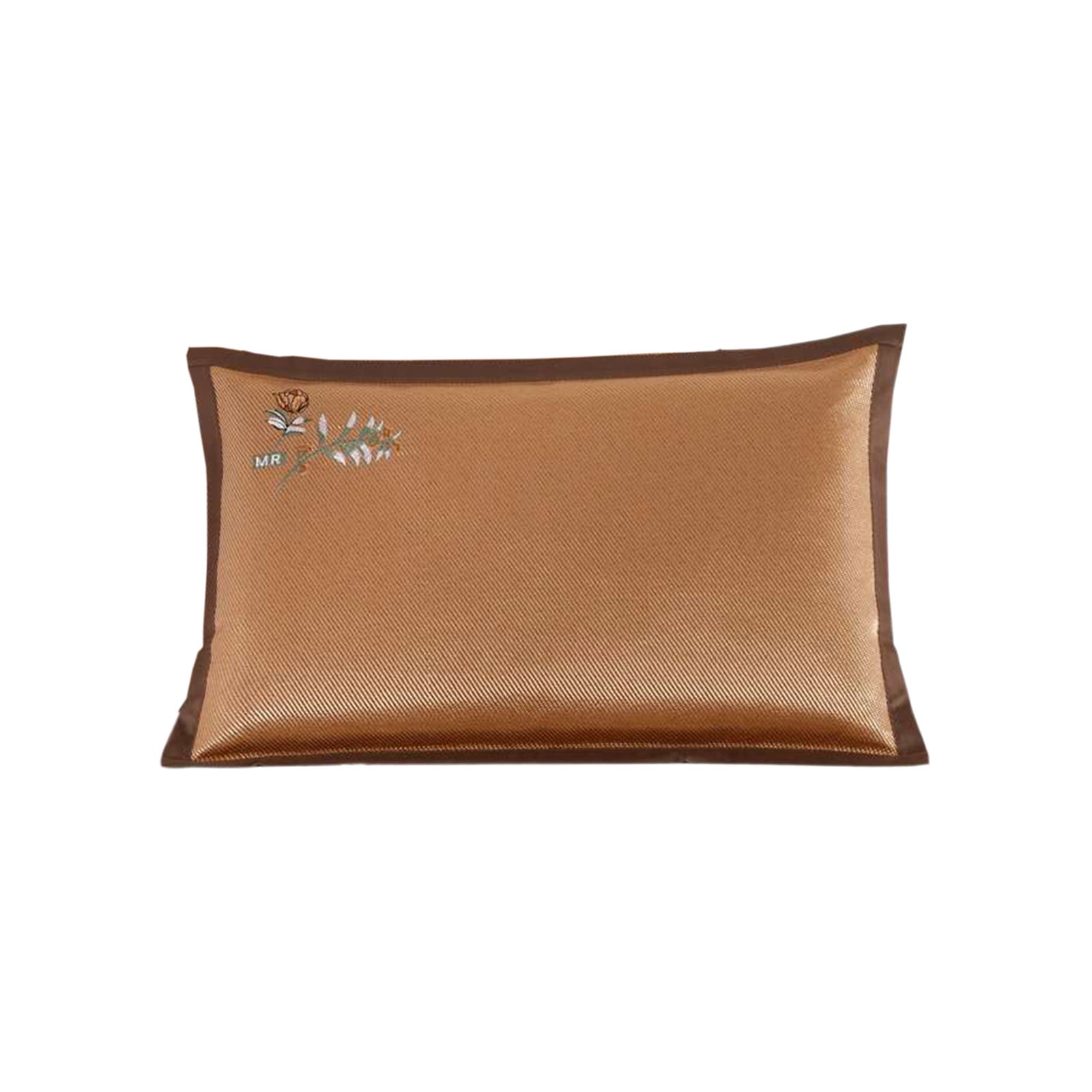 HAJAGP Double-Sided Cooling Ice Silk Pillowcase in Gold, Rattan & Embroidery Summer Breathable Home Pillow Cover for Hot Sleepers