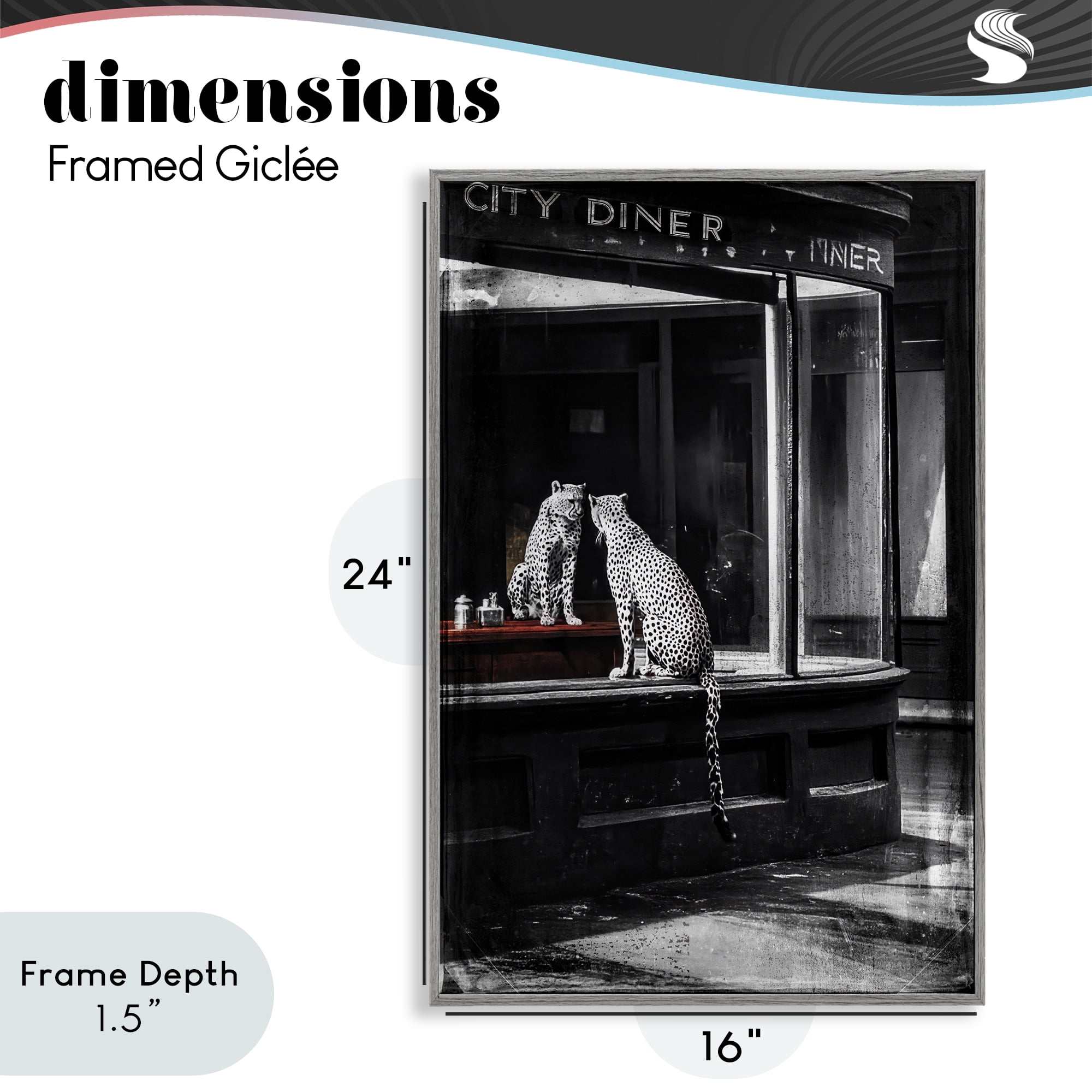 Stupell Industries Diner Noir Leopard Reflection Gray Framed Giclee Art, design by Annabelle Hall