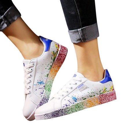 

ZXHACSJ Women s Fashion Couple Colorful White Shoes Mens Sport Board Shoes Blue 38