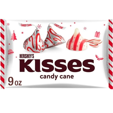Hershey's Kisses 9 oz Candy Cane Flavored Christmas Candy, Bag