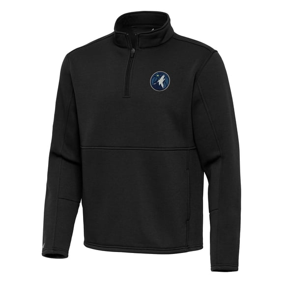 Men's Antigua Black Minnesota Timberwolves  Twist Quarter-Zip Pullover Top