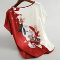 thumbnail image 4 of Blouse pour Femmes en Soie Glacée Col Rond Imprimé Floral Manches Courtes Grande Taille, 4 of 7