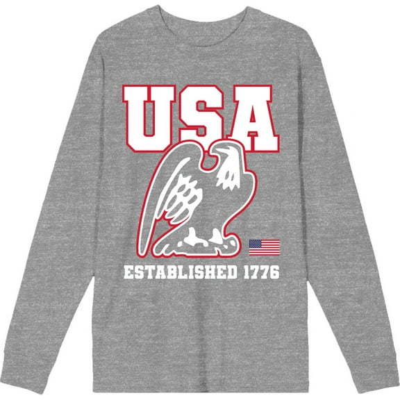 Americana Happy Birthday USA Charcoal Men's Crew Neck Short Sleeve Tee-XL