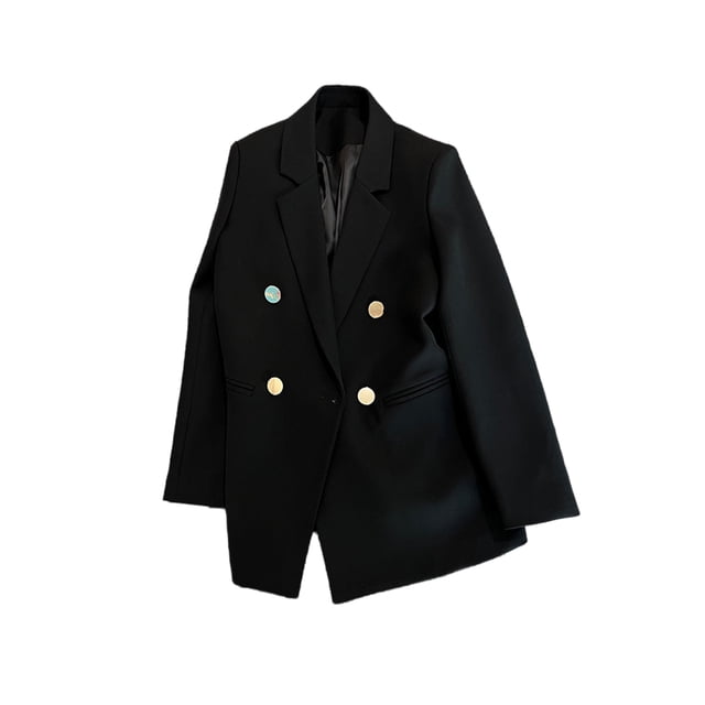 Fashnice Veste d'Extérieur pour Femmes, Blazer à Double Boutonnage, Cardigan Décontracté pour Bureau, Noir m