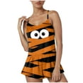 thumbnail image 4 of CAUYDY Women Pumpkin Print Pajama Set - Halloween Tank Top High Waist Shorts Loungewear Cute Sleepwear(Black,XL), 4 of 8