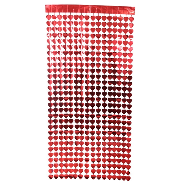 MasteelfCA Rideau de Porte à Paillettes en Forme de Cœur pour Fête, Fond Photo Décoratif Brillant pour Fenêtre et Porte pour Mariage, Mariage, Anniversaire (Rouge)