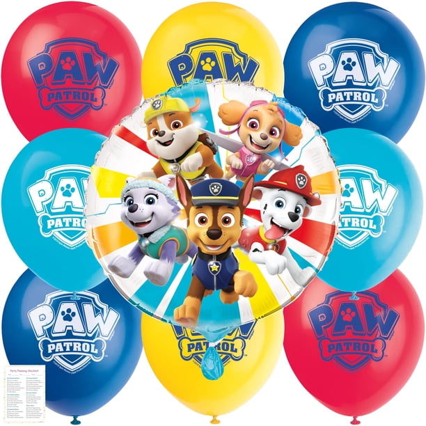 Set de globos único con globos de látex y aluminio de La Patrulla Canina