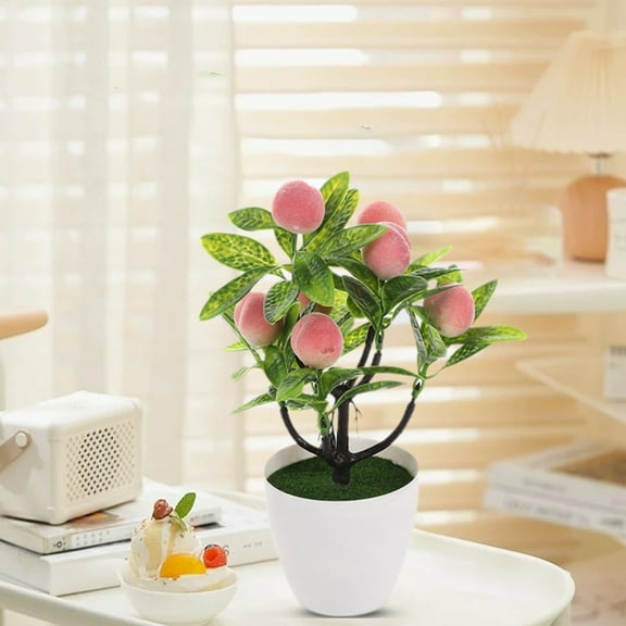 Iumwxz Artificial Potted Plant with 7 Pachycarpus Fortunei Large Fruit Bonsai for Indoor Tabletop Decoration Fake Plants No Maintenance Required