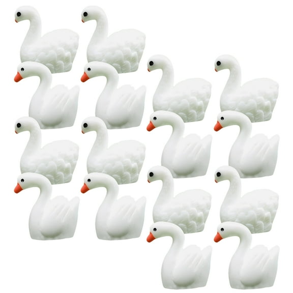 GOOHOCHY 40 Pcs Mini Funny Positive Swan Decoration Ornaments Lovers 2.3x2.2x1.4cm White