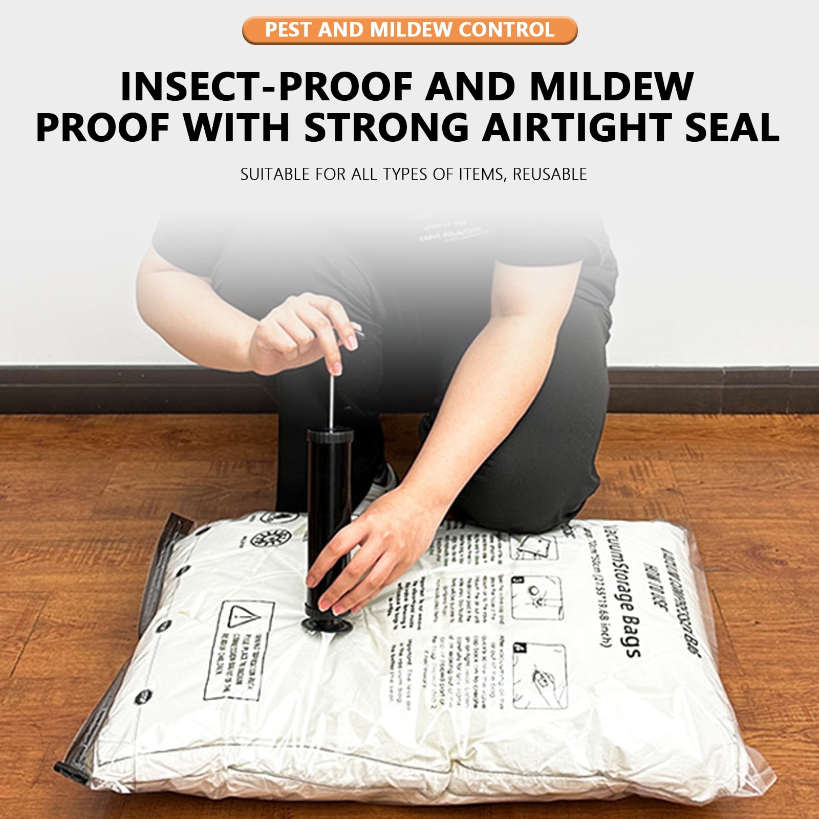 Arcticwind Vacuum Storage Bags,5 Pack (1 Extra large/2 Large/2 Medium),Saving Storage Bags with Hand Pump for Travel,Clear,Vacuum seal bags for clothing, Pillows, Comforters, Blankets, Bedding