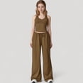 thumbnail image 2 of Women's Cropped Active Tank Top with Built-In Bra and Racerback Design - Medium, Brown, 2 of 6