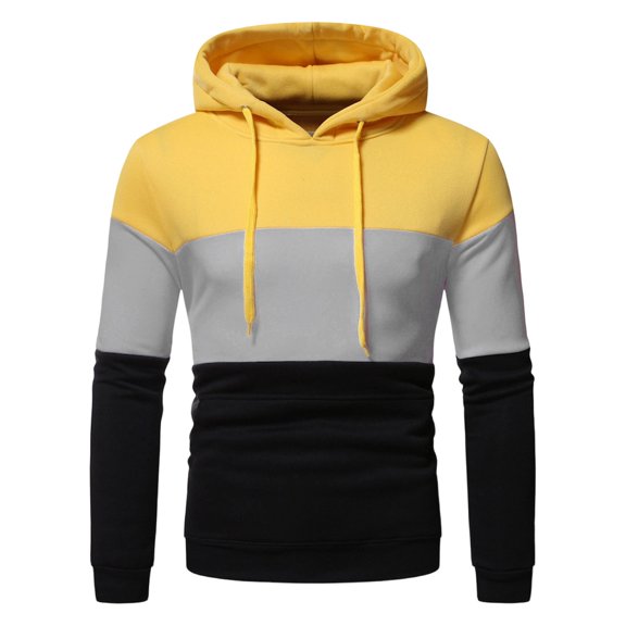 SBYOJLPB Men's Long Sleeve Hooded Tops Color Block Pullover Hoodie Top for Daily Casual Wear