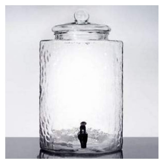 5 Gallon Hammered Glass Beverage Dispenser with Spigot – Large Drink Dispenser for Parties, Weddings, Cold Brew, Juice, Water & Iced Tea – Elegant Home Kitchen Decor
