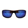 thumbnail image 2 of Color Mirror Polarized Mens True Classic Wrap Around Biker Style Sport Sunglasses Tortoise Blue Mirror, 2 of 4