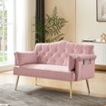 thumbnail image 2 of Pink 2 - seater velvet sofa with easy assembly / Perfect for quick setup in bedrooms, 2 of 6