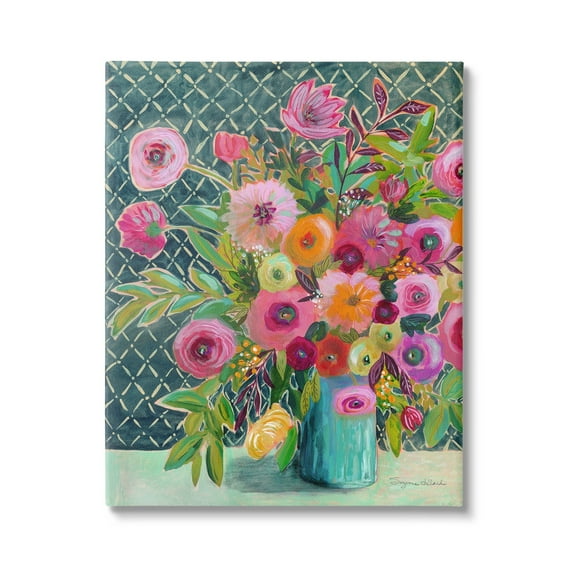 Stupell Industries Patterned Modern Flower Bouquet Botanical & Floral Painting Gallery Wrapped Canvas Print Wall Art