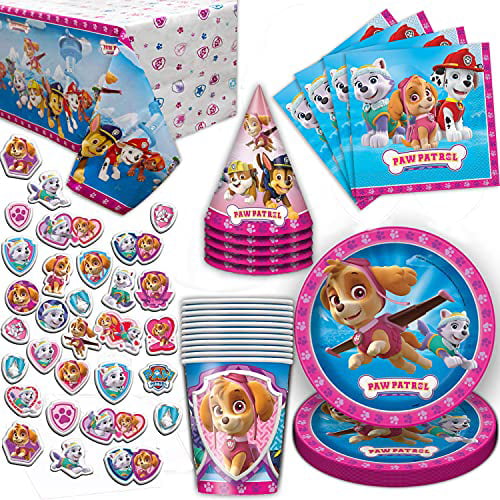 Paw Patrol Party SET SUPPLIES Plate Cup Napkin Hat Balloons Birthday Decoration 