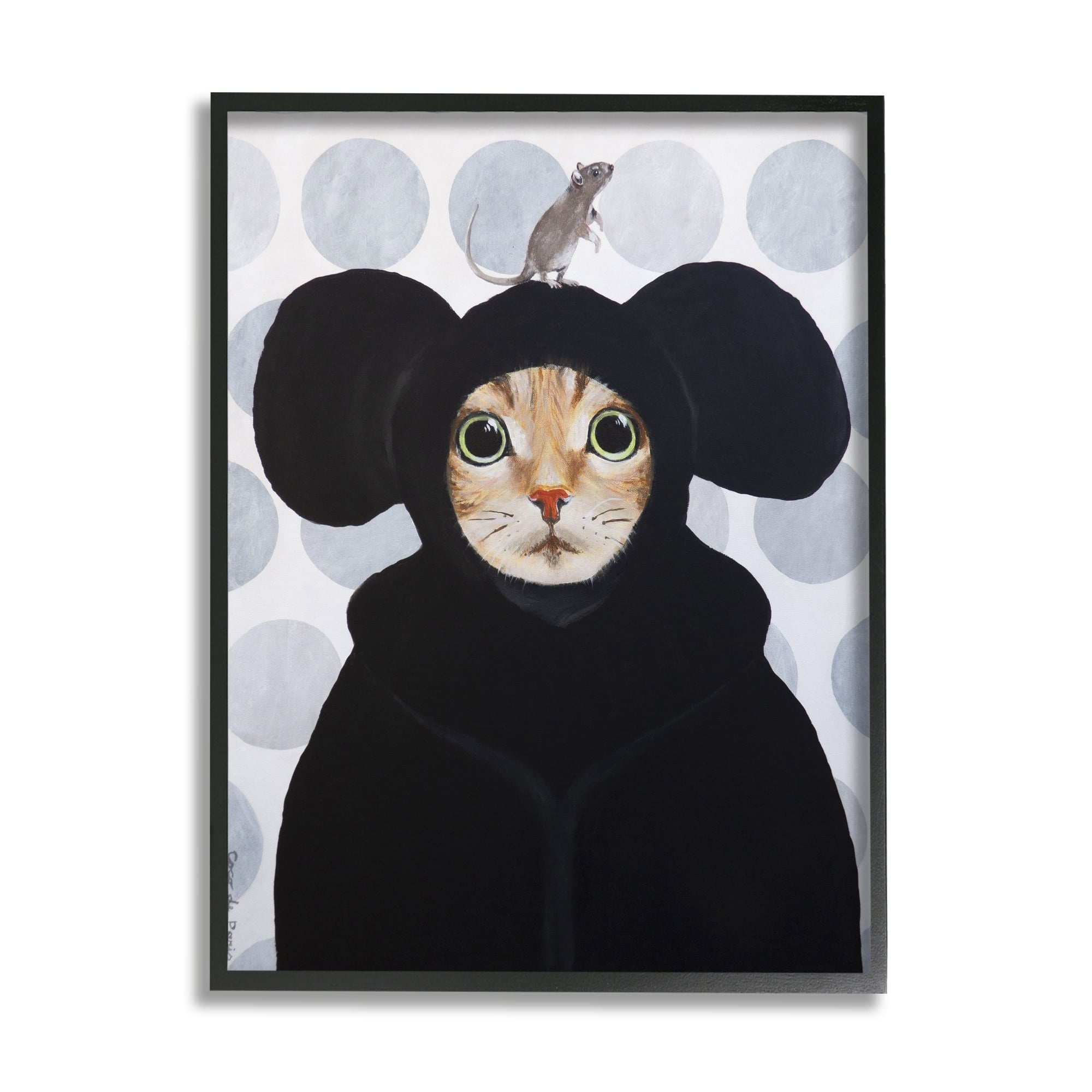 Stupell Industries Cat & Mouse Funny Animals Animals & Insects Painting White Framed Art Print Wall Art