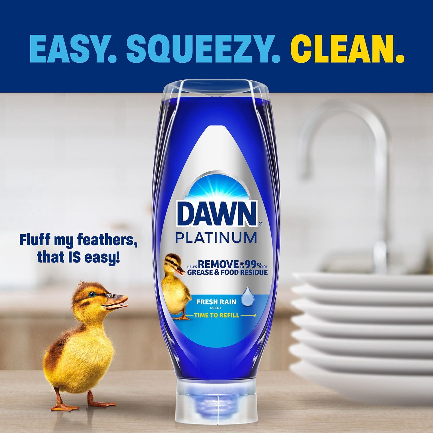 Dawn Platinum EZ- Squeeze Liquid Dish Soap, Lemon, 3 ct., 61.5 fl. oz.