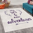 thumbnail image 2 of Adventure Decorative Rug, Calligraphic Words Antlers and Arrow on Grunge Dotted Backdrop, Quality Carpet for Bedroom Dorm and Living Room, 6 Sizes, Dark Purple, by Ambesonne, 2 of 4