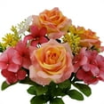 Mainstays Indoor Artificial Flower Bush, Rose and Hydrangea, Pink Color ...