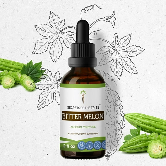 Secrets Of The Tribe Bitter Melon Tincture Dietary Supplement, Natural Herbal Extract for Blood Sugar Support, Bitter Melon (Momordica charantia) Dried Fruit, Alcohol Extract, Drops 2 oz
