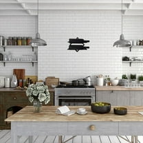 Yardwe Kitchen Hanging Rack Black Steel Wall Mounted Display for Home Use 1Set