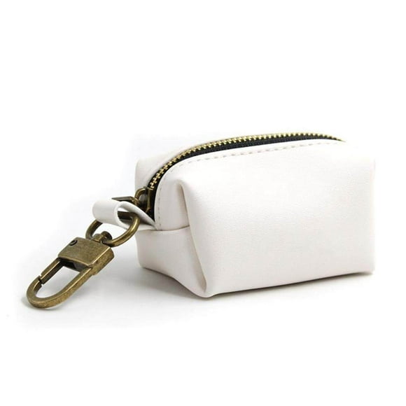 Distributeur Portable de Sacs à Excréments pour Chien avec Porte-Clés de Ramassage pour Chat en Cuir, Sac de Ramassage pour Chat en Cuir PU, Conteneur de Sac à Déchets Extérieur pour Chien Grande Capacité