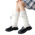 thumbnail image 6 of Eoperou 1 Pair Lolita Leg Socks Twisted Pattern Medium Tube Plush Ball Good Stretch Leg Warmers for Daily Wear, 6 of 8