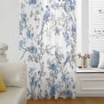 thumbnail image 6 of Blue Floral Birds Sheer Curtains 45 Inches Long, Farmhouse Flowers Pastoral Light Filering Curtains, Breathable Simi Curtain Privacy Drapes for Kitchen Bathroom Lightweight Small Window Treatment, 6 of 9