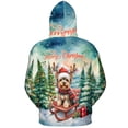 thumbnail image 2 of Merry Christmas Santa Reindeer Antlers Yorkshire Terrier Sleigh Xmas Winter Holiday All Over Print 3D Hoodie Unisex Merch Hoodies Yorkie Dog Lover Gifts - 00023, 2 of 6