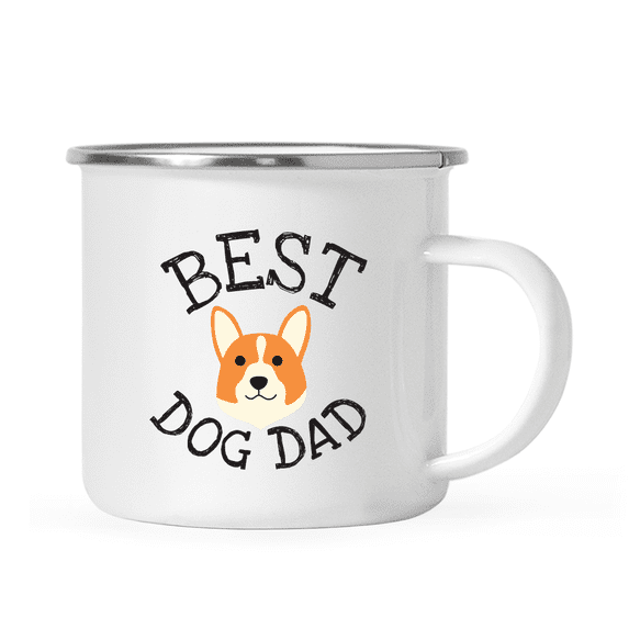 Koyal Wholesale Best Dog Dad Stainless Steel Campfire Coffee Tea Mug, Corgi, Dog Graphic, 1-Pack