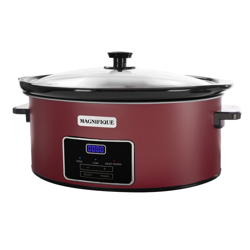 Magnifique 6Quart Digital Programmable Slow Cooker with Timer, Red