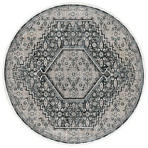 SAFAVIEH Artifact Theophania Medallion Polyester Area Rug, Gray/Black, 6'7" x 6'7" Round