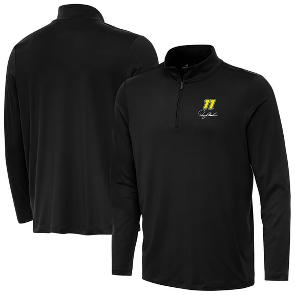 Men's-Antigua  Black Denny Hamlin Reprocess Quarter-Zip Top