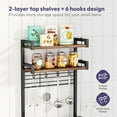 thumbnail image 5 of 6-Tier Coffee Stand Station - Tall Bakers Rack with Drawer & 6 Hooks, Coffee Bar Station Bar Organizer Cabinet for Kitchen,11.81" D x 18.9 W x 56.7 H, Rustic Brown, 5 of 5