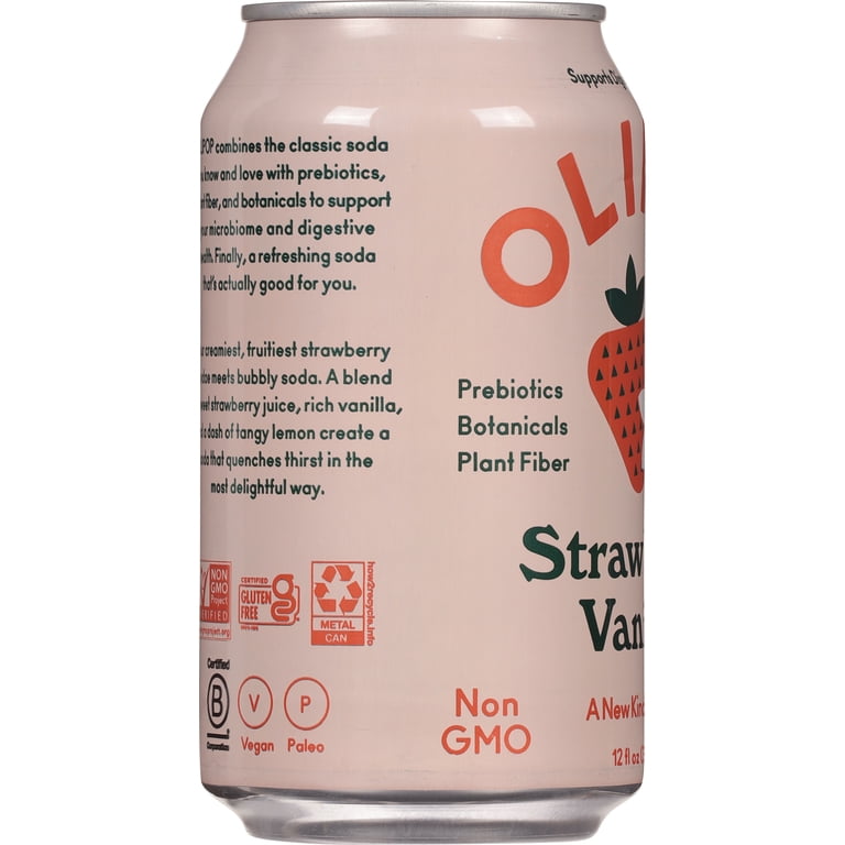 Olipop Strawberry Vanilla Prebiotic Soda, 12 fl oz, 12 Pack photo 8