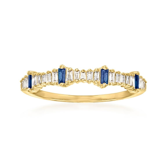 Ross-Simons 0.14 ct. t.w. Diamond and .10 ct. t.w. Sapphire Stackable Ring in 14kt Yellow Gold, Women's, Adult