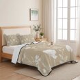 thumbnail image 5 of Quilts Queen Size, Beige Wildflowers Soft Comforter Bedding Set for Bed, Farmhouse Floral Botanical Leaves Lightweight Quilted Bedspread with Pillow Cover(2 Pieces) for All Season, 90x96 Inch, 5 of 9