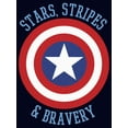 thumbnail image 2 of Women's Marvel Avengers Captain America Stars Stripes & Bravery  Graphic Tee Navy Blue X Large, 2 of 5