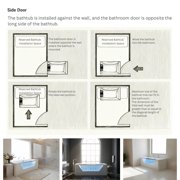 67 Luxury Whirlpool Bathtub with Panoramic Glass Window | 7 Hydro-Massage Jets, Waterfall Faucet & LED Chromatherapy | 1HP 750W Motor, Acrylic Spa Jetted Tub (110V) –Middle Drain