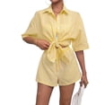 thumbnail image 7 of adaychics Matching Shirt and Shorts Set Women Two Piece Striped Button Up Top and Shorts Outfits Casual Sets Daily Wear, 7 of 7