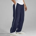 thumbnail image 2 of Zedker Mens Pants Sweat Pants Men Colorblock Drawstring Waisted Waisted Loose Track Pants with Pockets Navy S, 2 of 8