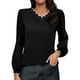 thumbnail image 1 of MHFRRA Camiseta de Manga Larga Holgada con Cuello En V y Cordones para Mujer Negro, 1 of 3