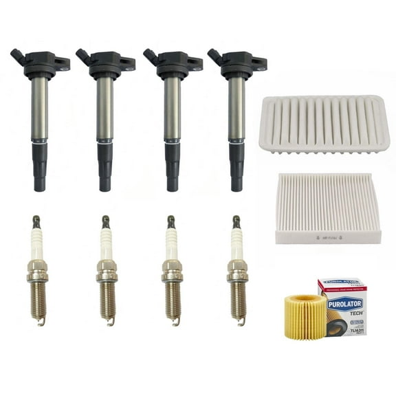 Ignition Coils Spark Plugs Oil Filter Tune Up Fits 2009-2017 Toyota Corolla 1.8L