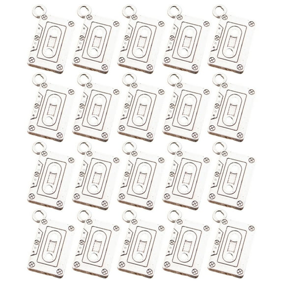 AOOOWER 20pcs Antique Silver Cassette Tape Charm Musical Instrument Pendant For DIY Jewelry Making And Creative Crafts